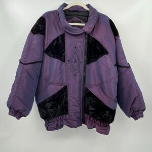 Women VTG Ski Jacket Coat G4000 Retro Iridescent Purple Velvet Whimsi Purple M